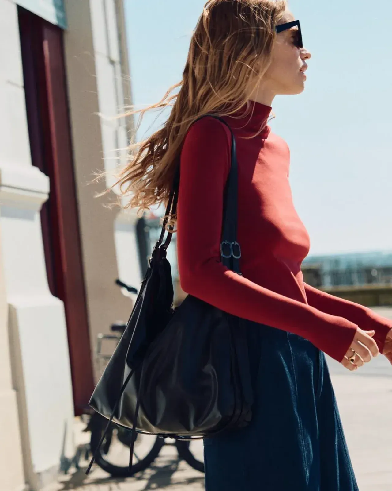Zara Burgundy turtleneck Blouse