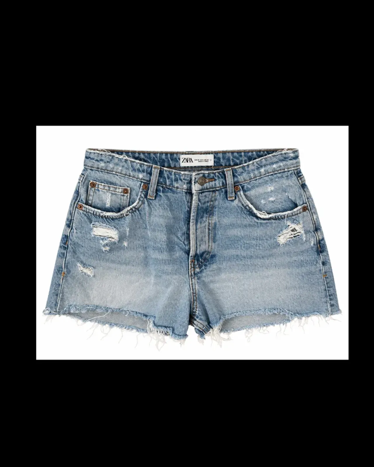 Zara Blue Denim Distressed Shorts