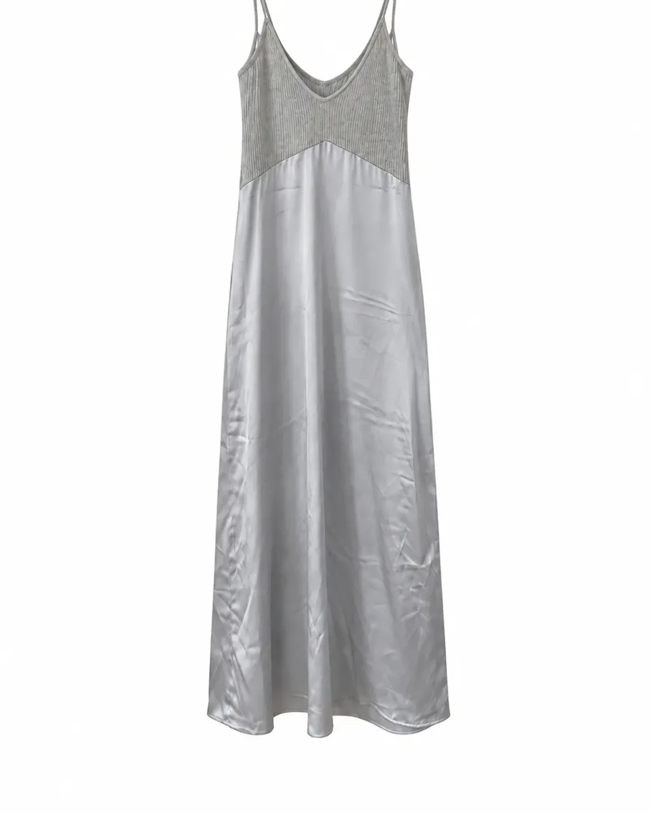 Zara Grey Satin Maxi Slip Dress